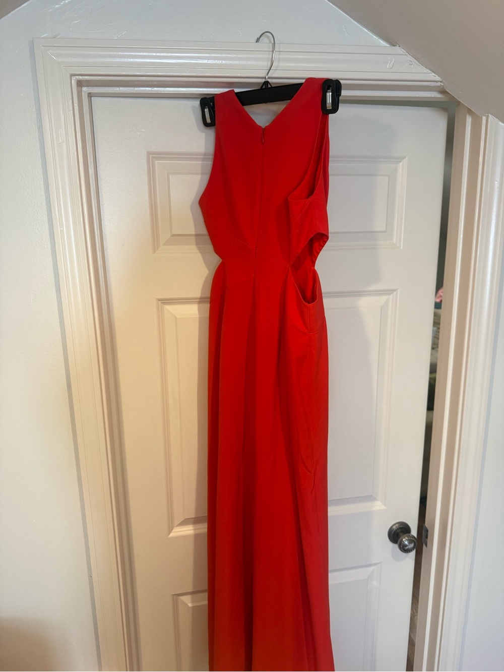 Halston Heritage Red Backless Sleeveless Maxi Dress